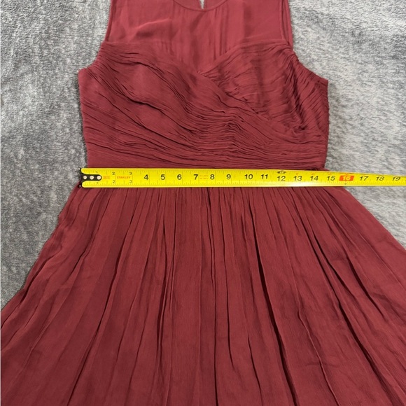 J. Crew Red Ruched Midi Dress V-Neck Sleeveless - Picture 8 of 13
